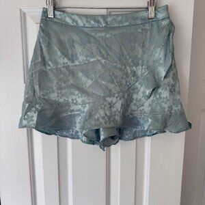 Altar'd State Women's Light Blue Satin Floral Skort